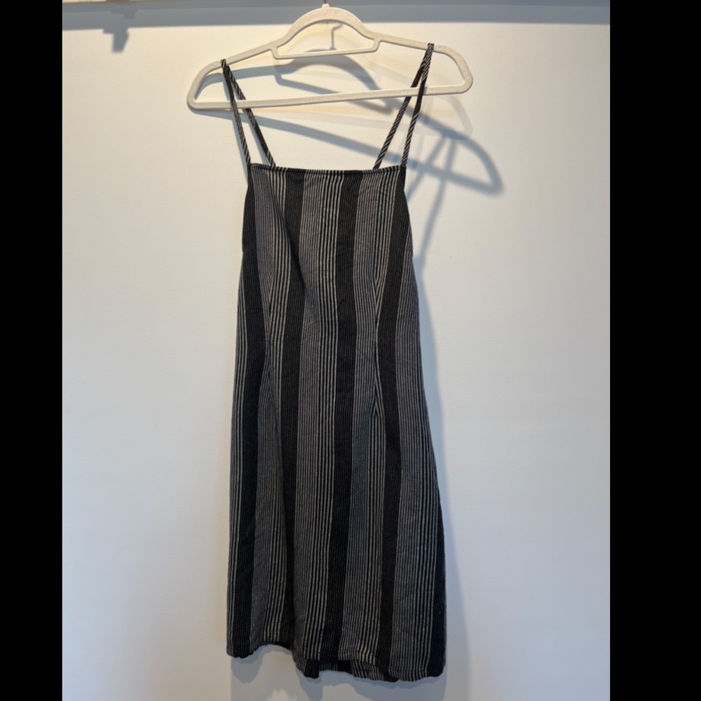 RVCA Open Back Striped Dress, Black, Size M